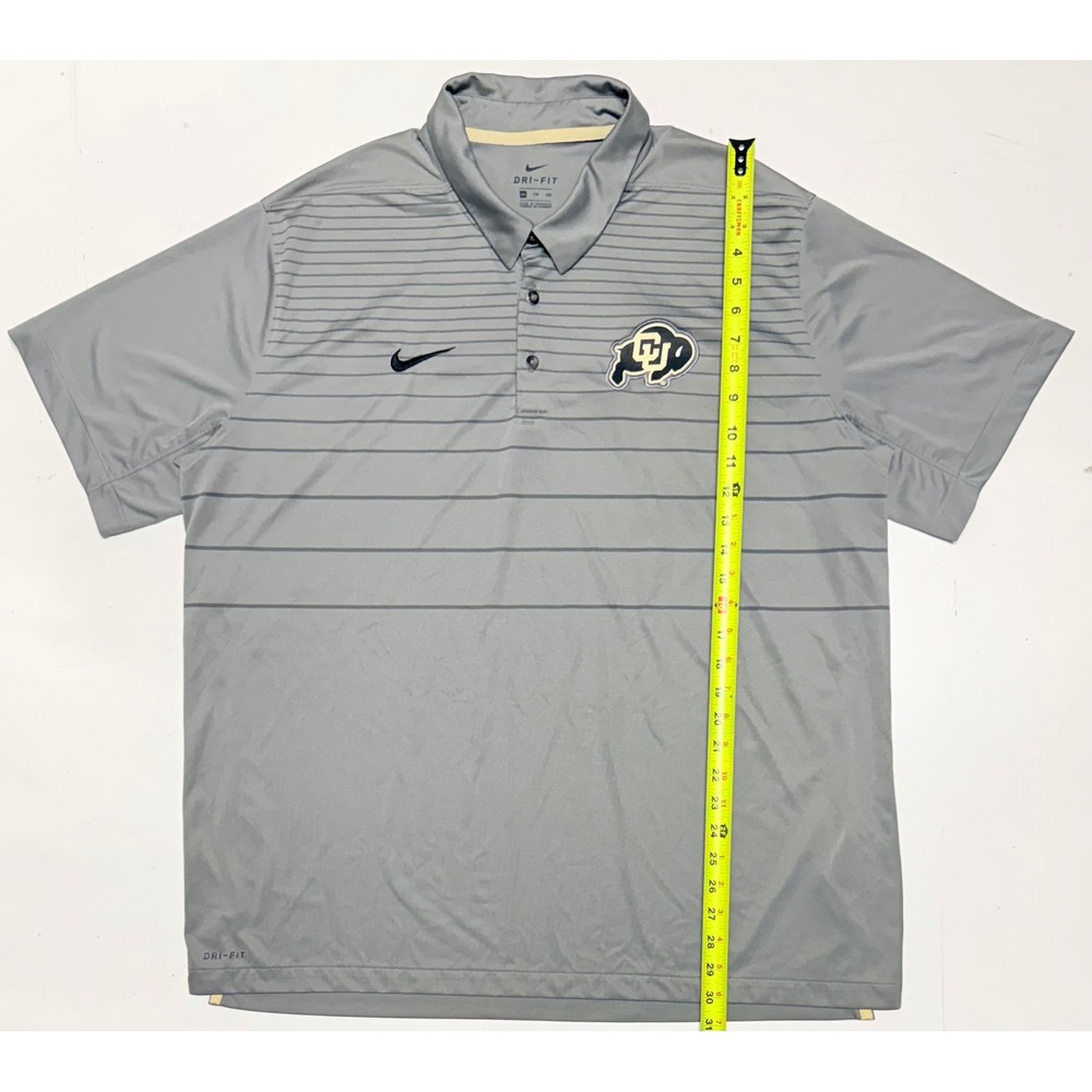 Nike Colorado Buffaloes Dri-FIT Polo Shirt Mens XXL Grey Striped Golf Top CU‎